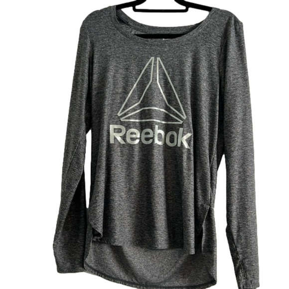 Reebok Tops - Black & grey marl long sleeved dryfit workout top Reebok large thumbholes